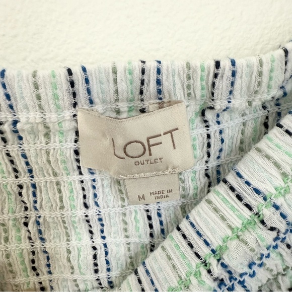 LOFT Striped Off Shoulder Long Maxi Summer Dress Chic Comfortable Sz M Ruffle - Picture 3 of 8